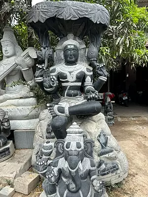 108" Large Lord Dakshinamurthy | Granite Stone Statue | Shipped by Sea Overseas