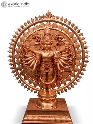 48" Large Sudarshana Vishnu (Chakrathalwar) Bronze Idol