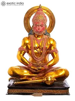 Large Lord Hanuman Brass Statue in Dhyan Mudra (46")
