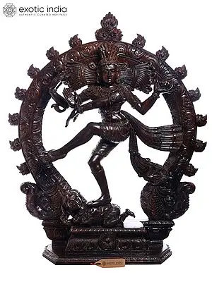 Large 60" Hand-Carved Wood Nataraja Sculpture
