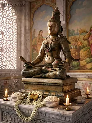 Goddess Annapurna Bronze Sculpture - 48 Inches Tall