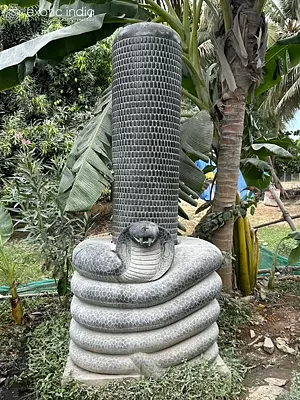 Large Granite Shiva Lingam with Vasuki Naga
