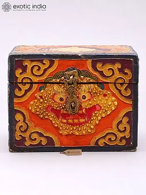 Small Tibetan Buddhist Ritual Wood Box (5