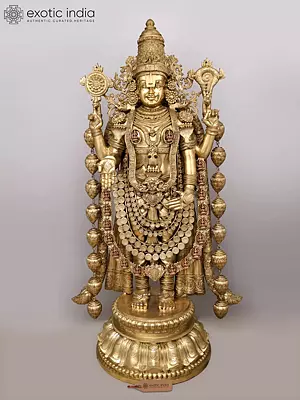 Lord Venkateshwara (Tirupati Balaji) 65" Tall Bronze Statue with Detailed Carvings