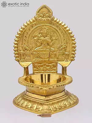 Brass Goddess Rajarajeshwari Diya Lamp - 10 Inches