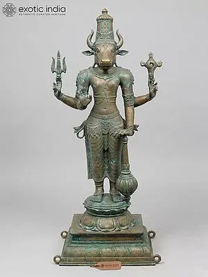18" Standing Nandi Bull Sculpture | Handcrafted Bronze