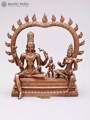 4" Small Superfine Somaskanda: Shiva-Parvati with Skanda | Bronze Statue