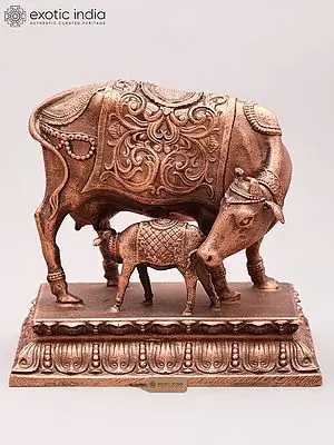 3" Small Superfine Sacred Cow and Calf Bronze Statue