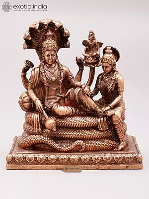 Superfine Shesha-Shayi Lord Vishnu with Devi Lakshmi Bronze Idol