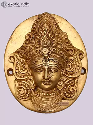 Brass Durga Face Wall Hanging - 5 Inch