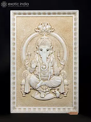 36" Large Lord Ganesha Marble Panel | Wall Hanging