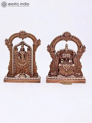2" Small Superfine Tirupati Balaji (Venkateshvara) with Padmavathi Bronze Statues