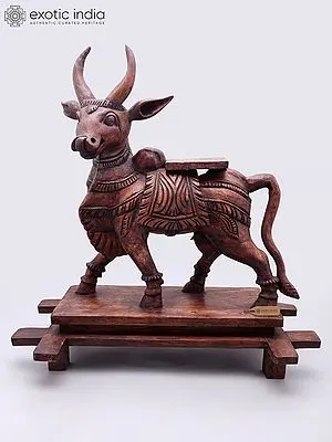 24" Nandi - Vahana of Lord Shiva | Hand-Carved Wood Statue