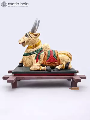 22" Nandi - Vahana of Lord Shiva | Wood Carved Statue