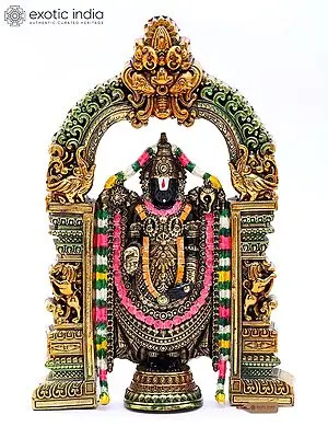 Superfine Hand-Painted Brass Statue of Tirupati Balaji (Venkateshvara) - 6 Inches