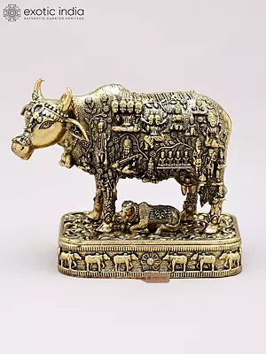 Superfine Brass Kamadhenu Cow with All Hindu Deities Statue