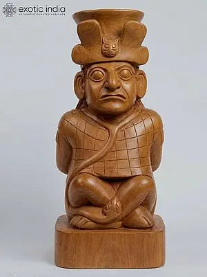 24" Moche Effigy Hand-Carved Wooden Sculpture