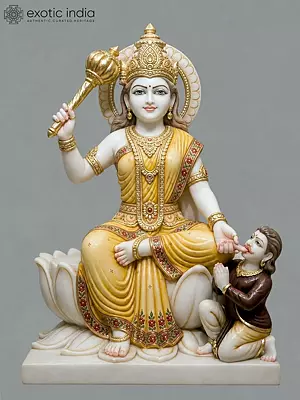 24" Mahavidya Bagalamukhi Handcrafted Marble Sculpture