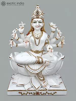 24" Mahavidya Bhuvaneshvari Handcrafted Marble Sculpture