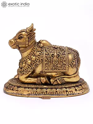 Superfine Brass Nandi Sculpture - Lord Shiva's Sacred Mount