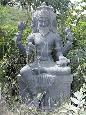 108" Large Lord Brahma | Granite Stone Stculpture