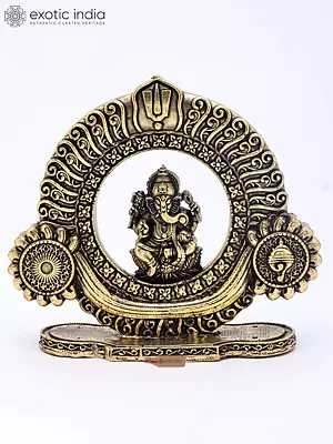 Small Superfine Brass Ganesha Figurine with Divine Symbols