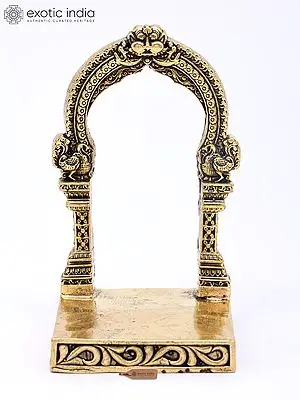 Small Brass Deity Throne with Ornate Kirtimukha Arch