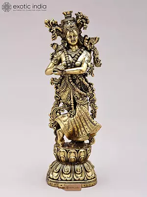 7" Standing Goddess Radha Brass Statue