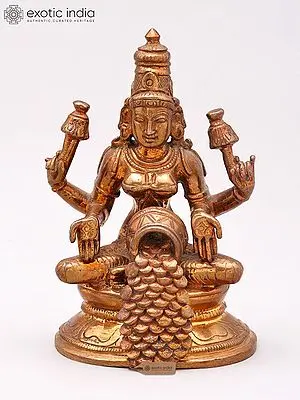 3" Small Goddess Dhana Lakshmi Bronze Idol