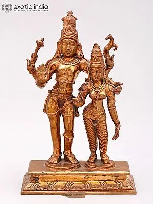 5" Standing Shiva-Parvati Bronze Statue