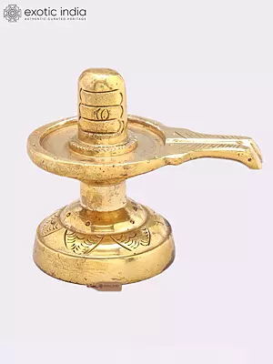 Brass Shivalinga Statue - 2 Inches Tall