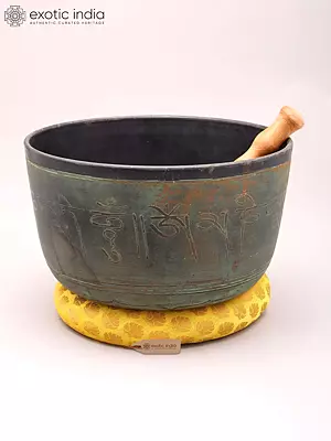 Handmade 10" Aluminum Tibetan Singing Bowl with Cushion and Striker