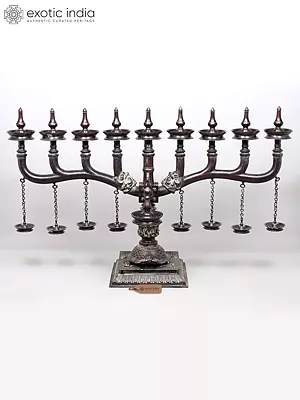65" Large Kerala Style Multi-Arm Oil Lamp | Traditional Brass Lamp