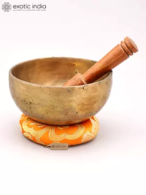 5" Handmade Himalayan Bronze Singing Bowl with Cushion and Wooden Stick