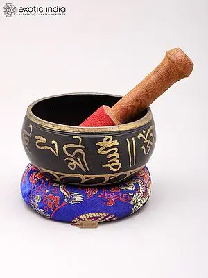 4" Handcrafted Brass Himalayan Singing Bowl with Cushion & Wooden Mallet