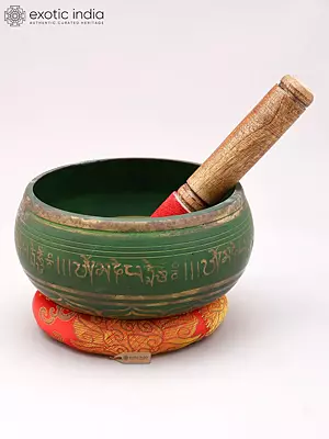 Brass Singing Bowl - 6 Inch Tibetan Buddhist Meditation Bowl with Mallet and Cushion