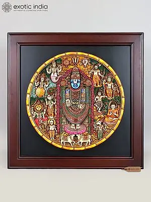 42" Large Lord Venkateshvara (Tirupati Balaji) with Dashavatara | Wood & Resin Wall Hanging Frame