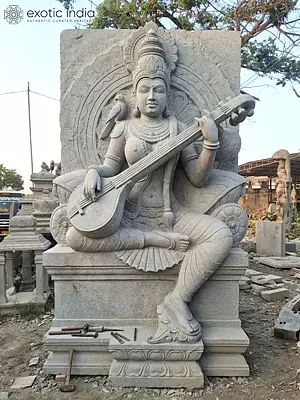 Goddess Raja Shyamala Large Granite Stone Sculpture