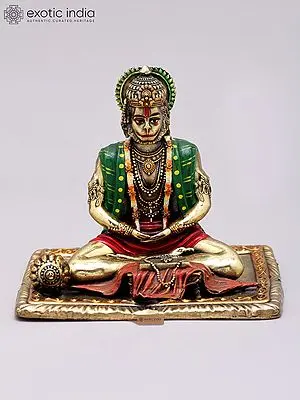 4" Small Superfine Sitting Lord Hanuman Brass Statue
