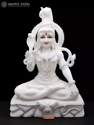 White Marble Statue of Lord Shiva (15")