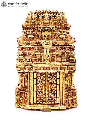 3" Goddess Lakshmi Temple Brass Kumkum Box