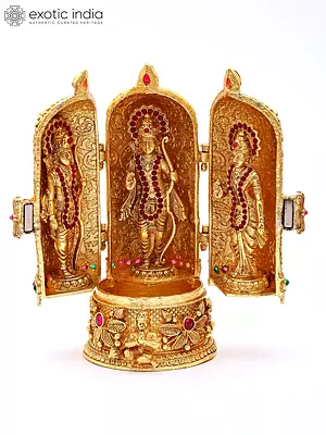Golden Ram Darbar Kumkum Box - 4 Inches