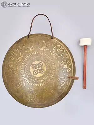 21" Tibetan Buddhist Bronze Healing Gong with Wood Beater