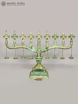 Traditional Multi-Arm Kerala Oil Lamp - 65" Brass Diya