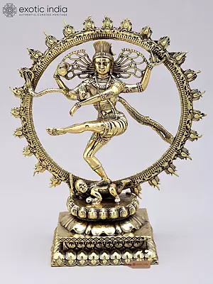 Brass Nataraja Statue: The Dancing Lord Shiva (8 inch)