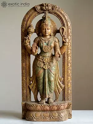 Goddess Akhilandeshwari Wood Sculpture | 36" Tall