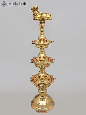 45" Large Multi-Wick Nandi Brass Lamp