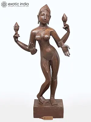 30" Large Standing Goddess Lakshmi | Modern Art Bronze Sculpture