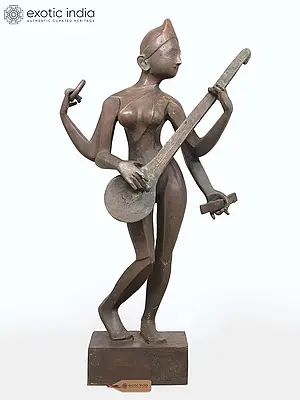 30" Standing Goddess Saraswati | Modern Art Bronze Sculpture