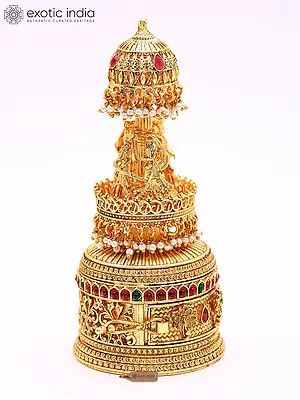 5" Traditional Bride-Groom Designer Kumkum/Sindoor Box